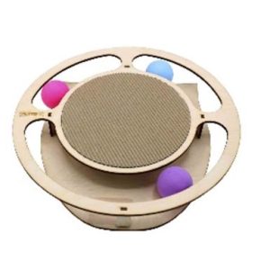 Игровой трек для кошек Круг с шариками и когтеточкой из гофрокартона GoSi