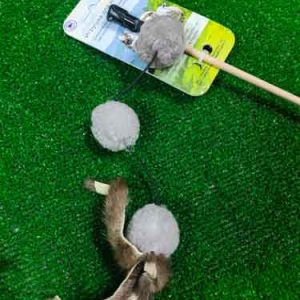 Дразнилка-Удочка "3 пушистика из Натуральной овчины " GoSi