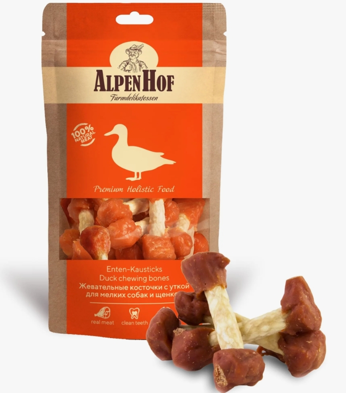 AlpenHof Жевательные косточки с уткой для мелких собак/щенков 50г