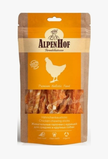 AlpenHof Жевательные палочки с курицей для средних/крупных собак 80г