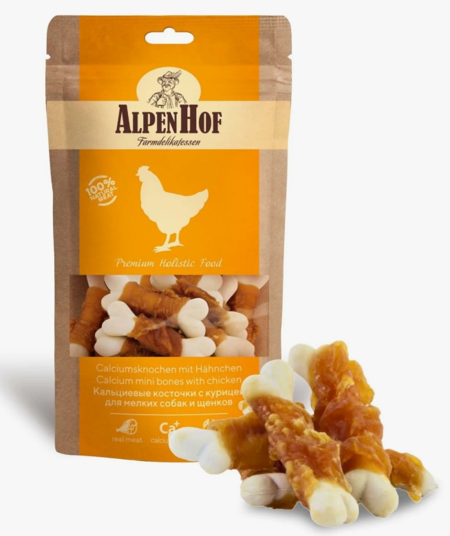 AlpenHof Кальциевые косточки с курицей для мелких собак/щенков 50г