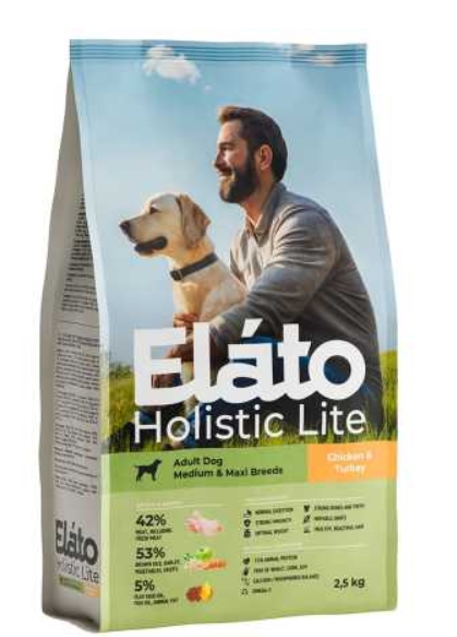 Elato Holistic Lite корм д/взрослых собак средних и крупных пород 2,5кг Курица и Индейка (8667)