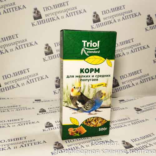 Корм Triol Standard для мелких и средних попугаев с мёдом 500г