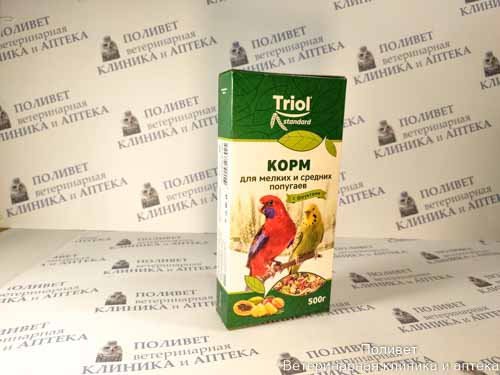 Корм Triol Standard для мелких и средних попугаев с фруктами 500г