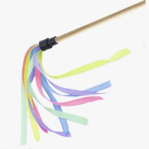 Дразнилка для кошек Neon "Радужные ленточки" деревянная палочка 30см. GoSi