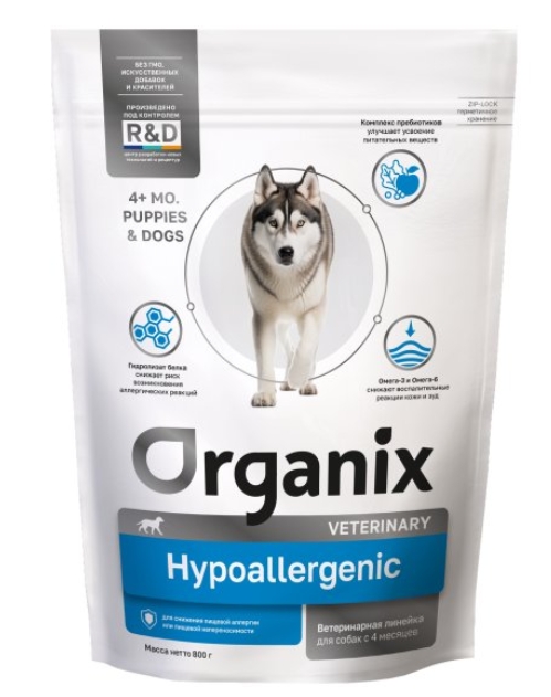 Сухой корм для собак HYPOALLERGENIC для снижения пищевой аллергии или пищевой непереносимости 0.8 кг