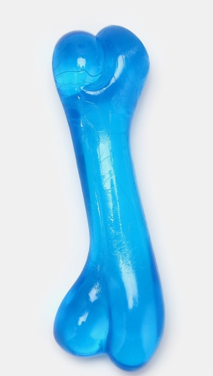 Игрушка жевательная "Косточка классическая", прозрачная, PVC, 12,3 см, синяя   7989709