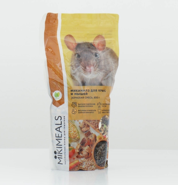 Корм для крыс и мышей Mikimeals зерновая смесь 800г