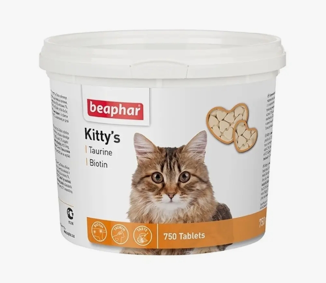 БЕАФАР Киттис Микс (таур.+биотин) Сердечки для кошек 750 таб.