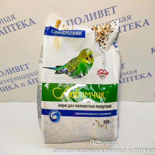 Любимчик зерносмесь д/волнистых попугаев Минерал 500г (пакет)