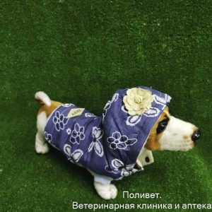Куртка для собак с цветами, S (ДС 20 см, ОШ 23 см, ОГ 32 см), тёмно-синяя   5152177