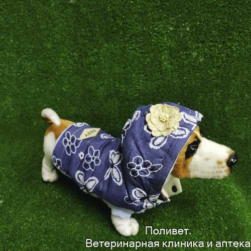 Куртка для собак с цветами, S (ДС 20 см, ОШ 23 см, ОГ 32 см), тёмно-синяя   5152177