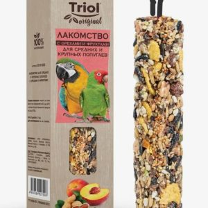 Лакомство Triol Original для средних и крупных попугаев с орехами и фруктами 110г