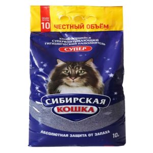 Наполнитель Сибирская Кошка 10л СУПЕР (комкующийся) п/пак