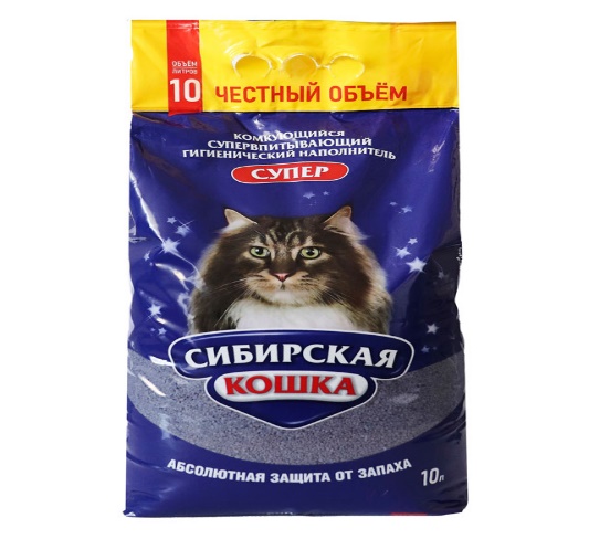 Наполнитель Сибирская Кошка 10л СУПЕР (комкующийся) п/пак