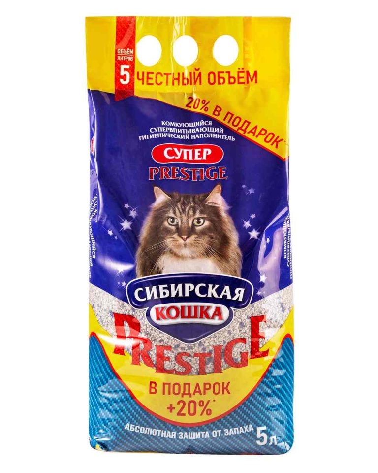 Наполнитель Сибирская Кошка 5л СУПЕР PRESTIGE (комкующийся) п/пак