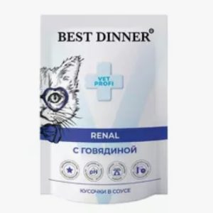 Бест Диннер Vet Profi Renal паучи для кошек кусочки в соусе с говядиной 0,085 кг 7445