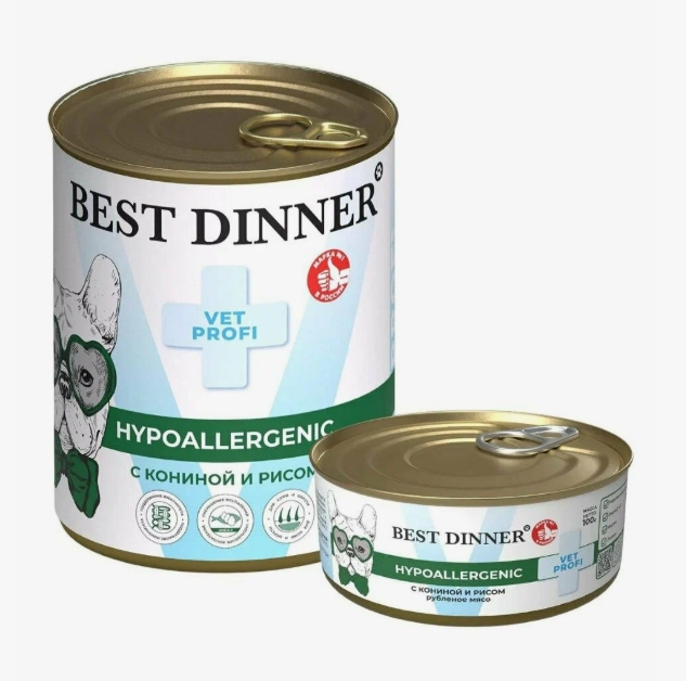 Бест Диннер Vet Profi Hypoallergenic Exclusive консервы для собак "Конина/рис", 0,34 кг 7640