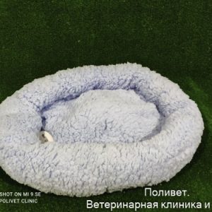 Лежанка для собак и кошек «Уют», мягкий мех, 45 х 35 х 11 см, голубая   9595883