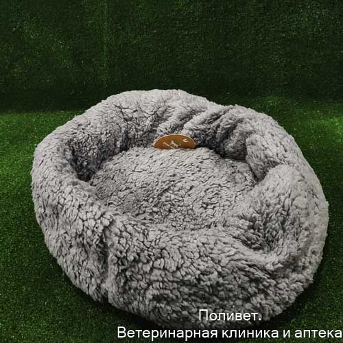 Лежанка для щенков и котят "Уют", мягкий мех, 38 х 32 х 11 см, серая   9595887