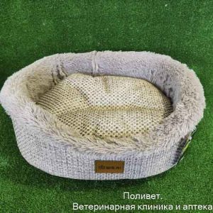Лежанка Овал мех.рогожка премиум ромб №2 (Д–49см,Ш–41см,В–15см, Ш внутр.–34см, Д внутр.–44см)
