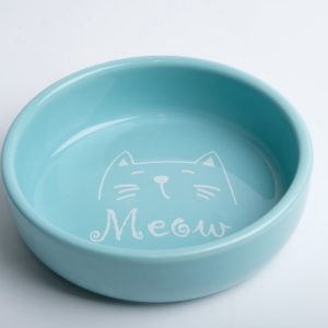 Миска керамическая "Meow" 300 мл, 13,4 x 4 cм, голубая   9214847