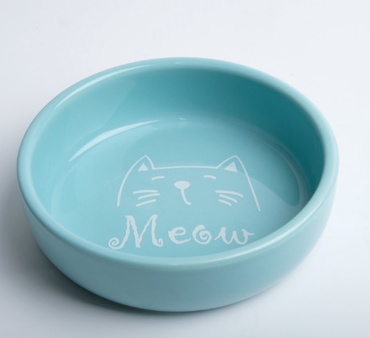 Миска керамическая "Meow" 300 мл, 13,4 x 4 cм, голубая   9214847