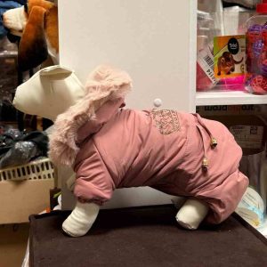 Зимний костюм Элегант стразы розовый M