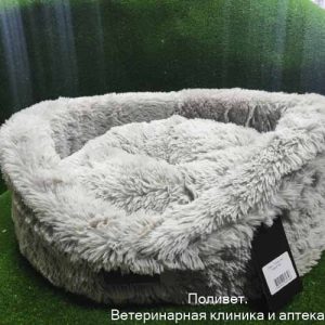 Лежанка Овал  Пушистик серый №3 (Д–56см, Ш–49см, В–17см, Ш внутр.–39см, Д внутр.–50см)