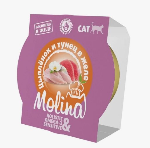 Молина Ламистер д/кошек Цыпленок и тунец в желе 75г