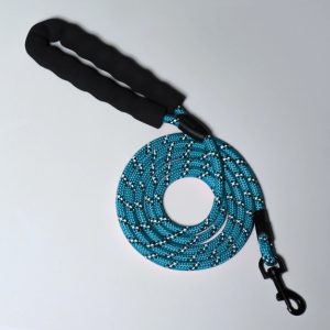 Поводок светоотражающий круглый, с эргономической ручкой, 180 х 0,8 см, голубой   10127242