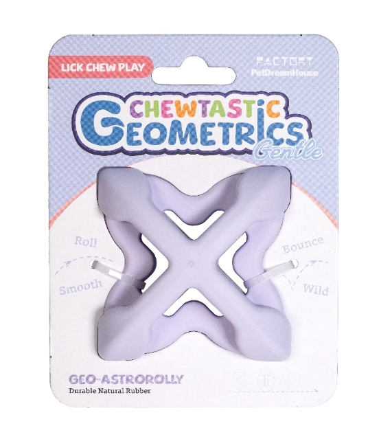 Игрушка интерактивная д/собак из натурального каучука Chewtastic Geometrics Geo-AstroRolly, лаванда