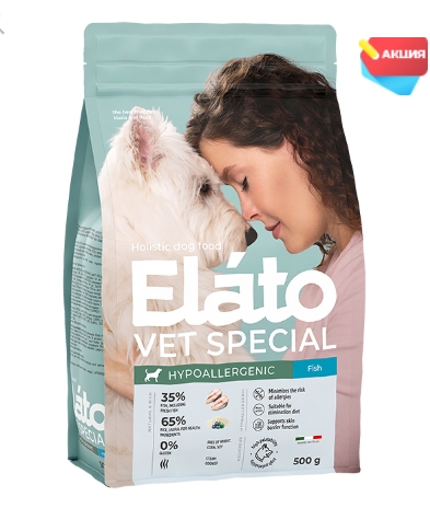 Elato Holistic Vet Special Hypoallergenic полнорационный сухой диетический корм д/собак всех пород 5