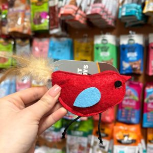 Игрушка-погремушка  д/кошек мягкая Птичка с перьями 17/10х6см, войлок, микс