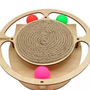 Игровой трек для кошек Круг с шариками c игрушкой на пружине c когтеточкой из каната GoSi