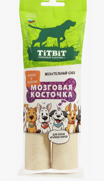 Titbit Жевательный снек Мозговая косточка лакомство д/собак крупных пород 210г 027875