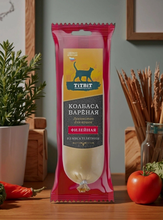 Titbit Колбаса вареная Филейная лакомство для кошек 100г