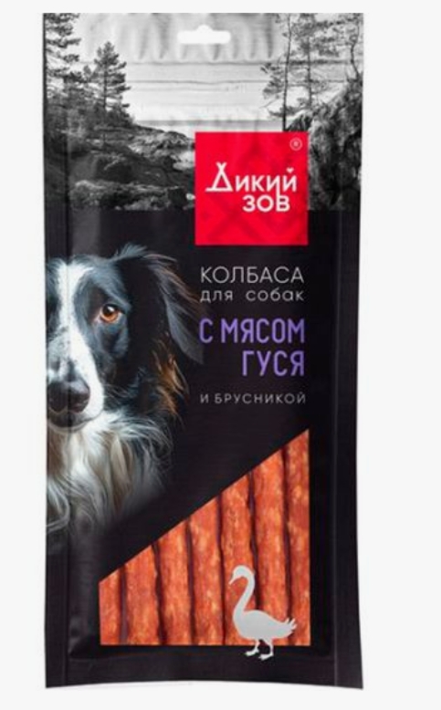 Titbit Лакомство д/собак Колбаса с мясом гуся и брусникой Дикий Зов 85г