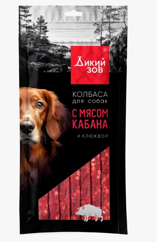Titbit Лакомство д/собак Колбаса с мясом кабана и клюквой Дикий Зов 85г