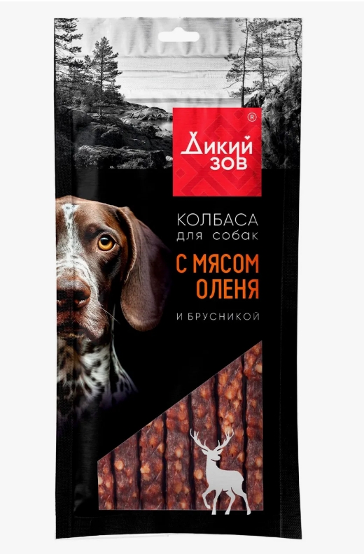 Titbit Лакомство д/собак Колбаса с мясом оленя и брусникой Дикий Зов 85г