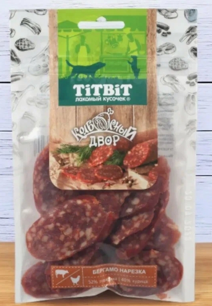 Titbit Нарезка Бергамо Колбасный двор д/собак 80г