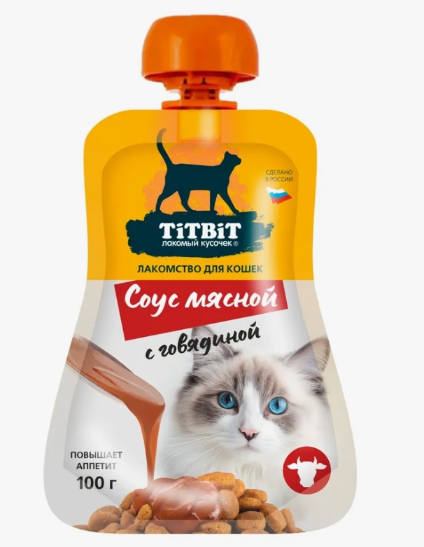 Titbit Соус мясной с бараниной лакомство д/кошек 100г 314026