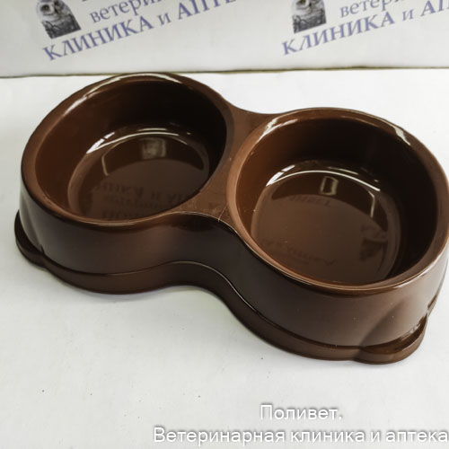 Миска для животных двойная 2*350мл, коричневый