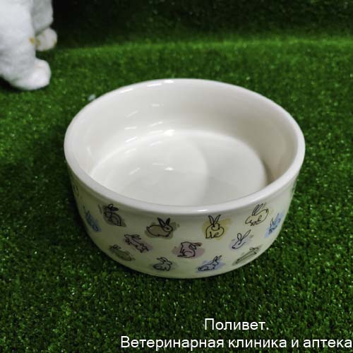 Миска керамическая "Кролик" 300мл, 11,5 х 4,5 см, бежевая   9285365
