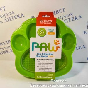 Миска Лапа для медленного кормления 2в1 мини, зеленая