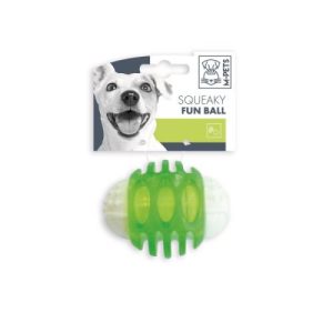 Игрушка для собак SQUEAKY мяч-пищалка, зелёно-белый, д. 6,7 см Mpets 10608699