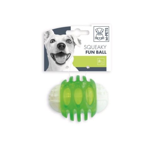 Игрушка для собак SQUEAKY мяч-пищалка, зелёно-белый, д. 6,7 см Mpets 10608699