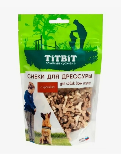 Titbit лакомства Снеки д/дрессуры с кроликом д/собак всех пород 100г