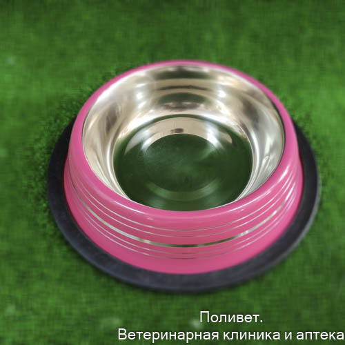 Миска нескользящая цветная с полосой VM-2510 (B), 470 мл