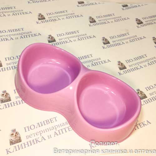 Миска пластиковая двойная "Бисквит", сиреневая, 2*0,2л 30272017